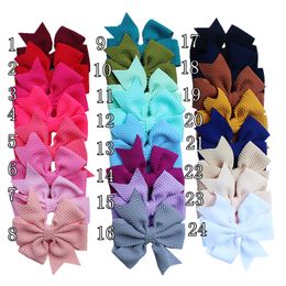 New 4" Solid Waffle Texture Hair Bows with/without Clips Kids Hairpins Hairgrips Hair Accessories For Girls