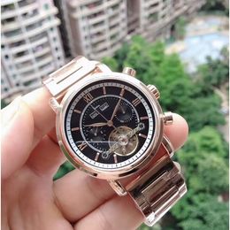 High quality Luxury Mens Watches Mechanical Automatic Movement Wristwatches all sub-dials work 43mm All Stainless Steel band Watch for men christmas gift Top brand