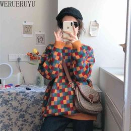 WERUERUYU Female Korean Harajuku Hong Kong-flavored Loose Sweater Women's Sweaters Clothing For Women 210608