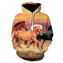 Cute Hooded Sweatshirt wellcoda Nature Animal Horse Face Mens Hoodie