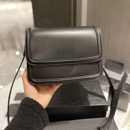 Tofu Crossbody Bag Women Messenger Shoulder Bag Genuine Leather Plain Flap Wallets Bronze Hardware Fashion Box Handbags Purse