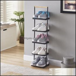 Clothing Wardrobe Housekee Organization & Gardenhigh-End Wrought Iron Home Creative Shoe Cabinet Storage Rack Slippers Black And White Drop