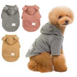 Dog Apparel Pet Autumn And Winter Warm Velvet Costume Cute Bear Fleece Clothes For Small Medium Dogs 2021