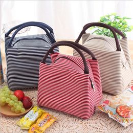 Storage Bags Striped Insulation Bag Student Lunch Hairy Crab Ice Freshportable Box Travel