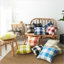 Plaid Hold Pillow Case Fashion Striped Pillow Case Candy Colour Cotton Pillowcases Fashion Sitting Room Sofa Decoration WY269 ZWL