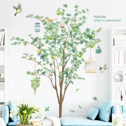 Green Tree Vinyl Living Room Stickers Home Decor Poster Spring Birds Decal Removable Wall Sticker 210308