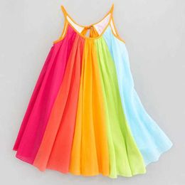 Summer Girl Princess Dress Toddler Kids Baby Girl Princess Clothes Sleeveless Chiffon Tutu Rainbow Dresses For Kids Girl Dress Q0716