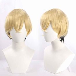 Anime Tokyo Revengers Matsuno Chifuyu Cosplay Wig Short Blonde Black Heat Resistant Synthetic Hair