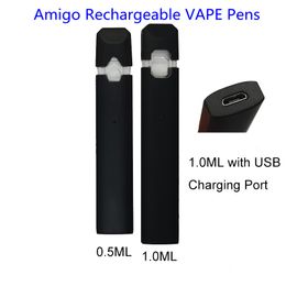 element batteries UK - Amigo Disposable Vape Pen 0.5ml Pods Thick Oil 230mAh Battery Starter Kits Ceramic Element Empty Snap on Closed Pod Vaporizer Custom