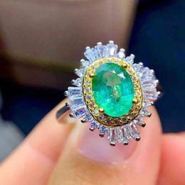 Luxury Emerald Ring Gemstone Wedding Engagement Rings for Women Fine Jewelry Gift Wholale