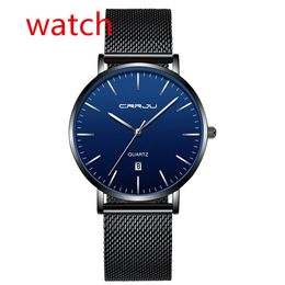 Relogio Masculino CRRJU Fashion Mens Watches Top Luxury Blue Waterproof Watches UltraThin Casual Quartz Watch Men Sports Clock-2022