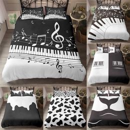 Homesky Black White Piano Bedding Set Luxury Duvet Cover Art Bed Queen King Size Comforter s Home Textiles Bedspreads 210615