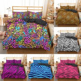 Homesky Luxury Leopard Print Bedding Sets Duvet Cover Twin Full Queen King Size Bed Cover Soft Comforter Linens Bedclothes C0223