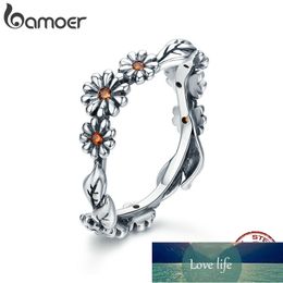 BAMOER 100% 925 Sterling Silver Twisted Daisy Flower Female Finger Rings for Women Wedding Silver Jewelry Anel SCR298 Factory price expert design Quality