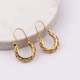 925 Sterling Silver Hoop Stud Earrings Female Long Temperament Hollow French Retro Ins Fashion Trend All-Match Jewelry