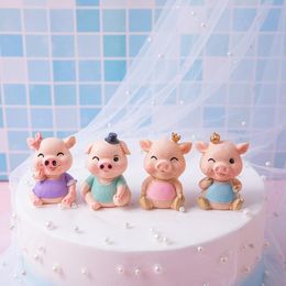 Other Festive & Party Supplies Cute Piggy Figurine Birthday Cake Topper Cartoon Pigs Miniature Craft Doll Kids Cupcake Dessert Decor Ornamen