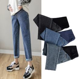 Maternity Bottoms Denim Jeans Autumn Belly Pants Clothes For Pregnant Women Pregnancy High Waist Loose Trousers