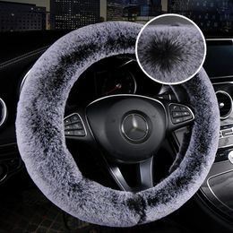 Steering Wheel Covers 38Cm Car Cover Gearshift Handbrake Protector Decoration Thick Plush Collar Soft Styling Auto Accessorie