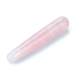 Natural Rose Quartz Crystal Healing Massage Wands Pink Stone Massage Stick 1PC