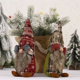 Christmas Decorations Lovely Cover Eyes Faceless Doll Ornaments Old Man Small Dolls Lattice Fabric Ornament Desktop Decor dd792