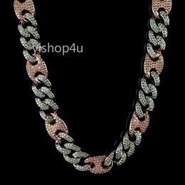 16MM Iced Out Oval Link Cuban Chain 14K Diamond Bracelet&Necklace Copper Pave Cubic Zirconia Jewelry Hiphop Choker 7inch-20inch256y