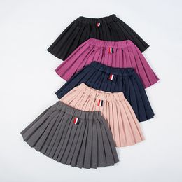 Girls Pleated Skirts Kids School Skirt Spring Autumn Solid Color Tutu Skirt Toddler Girl Dance Party Skirts Children Clothing 210303
