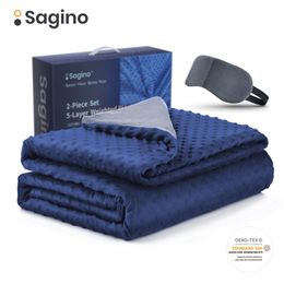 Sagino Weighted Cotton Cover Heavy Blanket Promote Deep Sleep Reduce Anxiety Quilt For Bed Sofa 7-Layer Design 20/15lbs 210316