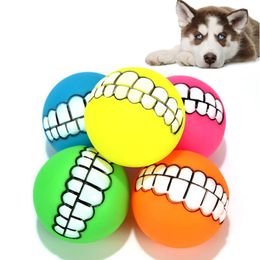 Funny Pets Dog Puppy Cat Ball Teeth Toy PVC Chew Sound Dogs Play Fetching Squeak Toys Pet Supplies ZWL756