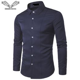 Men's Dress Shirts DA JAUNA 2021 Formal Mens Shirt Fit Slim Men Solid Homme Long Sleeve European Size S-XXL Occasion N9045