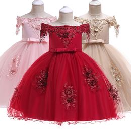 New Year Dress 3D Rose Flower Girls Dresses Baby Girl Dress Christmas Party Ball Gown Dress Baby Girls Clothes Short Sleeve 210303