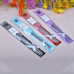 50pcs Party Favor Stainless steel chopsticks Chinese style wedding Function favors gifts DH201