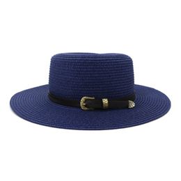 sun hats women men summer belt band straw hats luxury wide brim vintage jazz caps flat top street outdoor beach men women hats