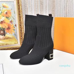 New arrival design luxury stretch socks and boots comfortable fashionable printing breathable solid Colour 35-42 2