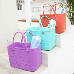 Eco-friendly Rubber Waterproof Beach Bag Rubber Tot Pvc Hollow Out Large Capacity in Multiple Colours Silicone Shopping Bag