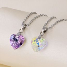 Fashion Jewellery Crystal Heart Pedant Necklace Lady Stainless Choker Chain Necklaces