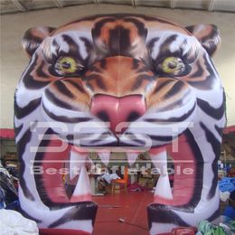 Customized Advertising Inflatable Mascot Tiger Arch 4m Height Blow Up Tiger Head Tunnel For Concert Entrance or Music Party Stage decoration