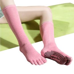 Men Women Long Yoga Socks High Pilates Socks Five-finger Socks Anti-slip Finger All-inclusive Tube Sports Fitness In Autumn and Winter