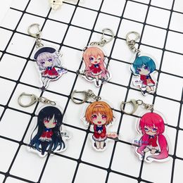 Classroom of The Elite Woman Keychain Cartoon Figure Acrylic Key Ring Anime Kiyotaka Ayanokouji Key Chains Man Jewellery Brelok