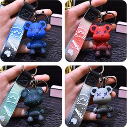 Key Ring PVC Keychain DIY Craft Cartoon Bear Handmade Colourful chameleon Key Chains Charm Pendant Keychains For Women Gifts