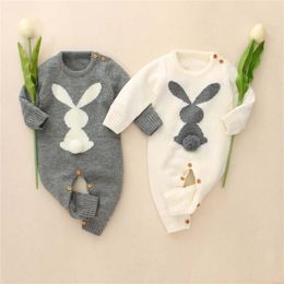Newborn Clothes Rabbit Animal Knitted Girls Autumn Winter Toddler Romper Cotton Infant Baby Jumpsuit For Boys 210309