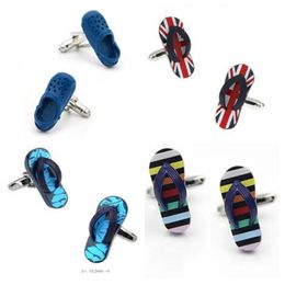 10pairs/lot Creative Colorful Slippers Cufflinks Casual Leisure Shoes Sandals Cuff link Cufflink Men's Jewelry Whole