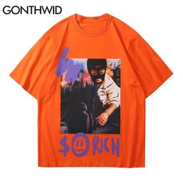 T-Shirts Streetwear Hip Hop Graffiti Poster Print Tshirts Harajuku Punk Rock Gothic Casual Cotton Tees Men Fashion Tops 210602