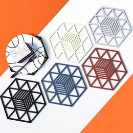 Mats & Pads Home Creative Hexagon Non-slip Silicone Heat Resistance Hollow Cup Pad Trivet Placemat