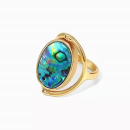 Light Luxury Niche Temperament Double-Sided Rotatable Mother-Of-Pearl Ring Female Fashion Personality Jewellery