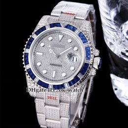 41mm Sub Gypsophila Dial Watches 116659 116619 116610 2836 Automatic Mens Watch Blue Bezel Full Diamond Steel Bracelet