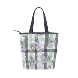 Shopping bags, canvas handbags and printed koala women, canvas shopping bags, zippers, ecology, beach 220310