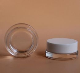 2021 best selling 5g glass jar stash container mini small bottle 5ml with white lid 42.5mm wax cosmetic cream container custom logo