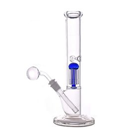 Glass Bong Water Pipe Hookah 11.5 Inches Tall Straight Beaker Bongs 8 arm trees perc Dab Rig With Downstem 14mm degree glass oil burner pipe