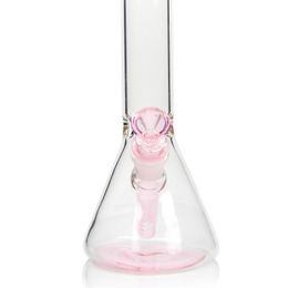 10'' pink Kitty Bong Hookah glass smoking KT beaker bottom clear tube small water pipe Colourful mouth wholesale price 14 mm female joint and bowl