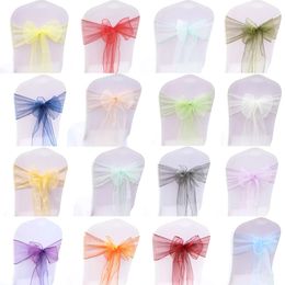 Organza Chair Sash Bow For Cover Banquet Wedding Party Event Chrismas Decoration Sheer Organzas Fabric ChairCovers Sashes WLL148